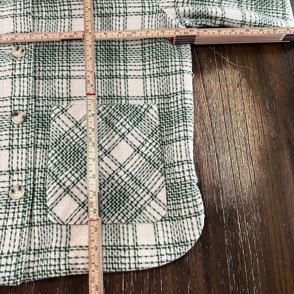 Ott Green & White Plaid Button Front Shacket Jacket – Size M/L - Picture 12 of 13